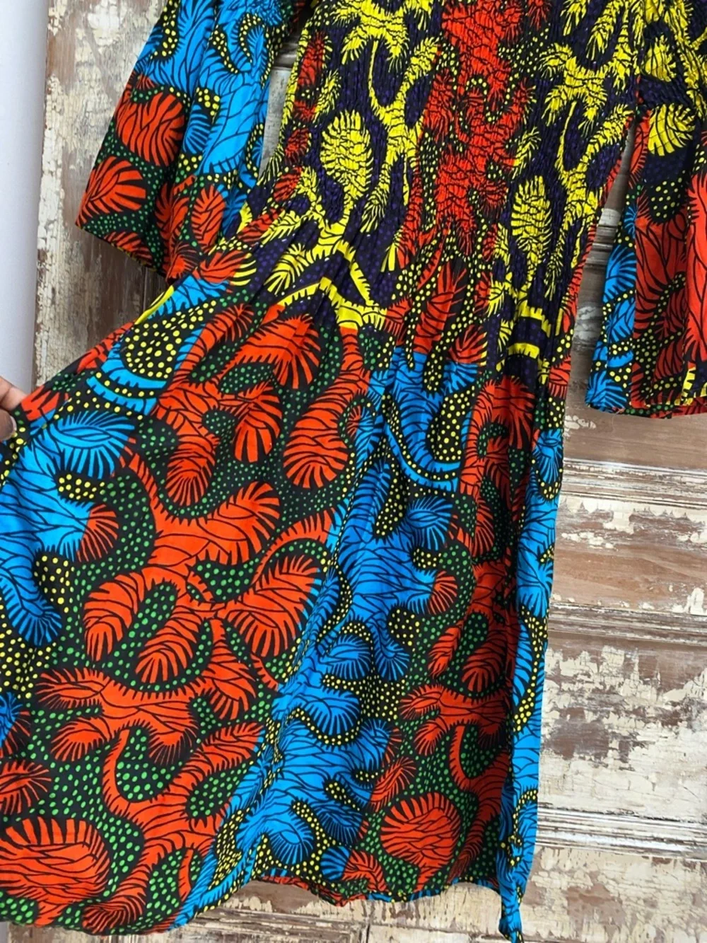 Vibrant African Ankara Midi Dress, 100% Cotton, One Size Fits Most